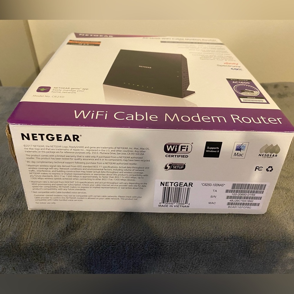 NetGear AC1600 Wi-fi Cable Modem Router (Model C6250) - Picture 7 of 11